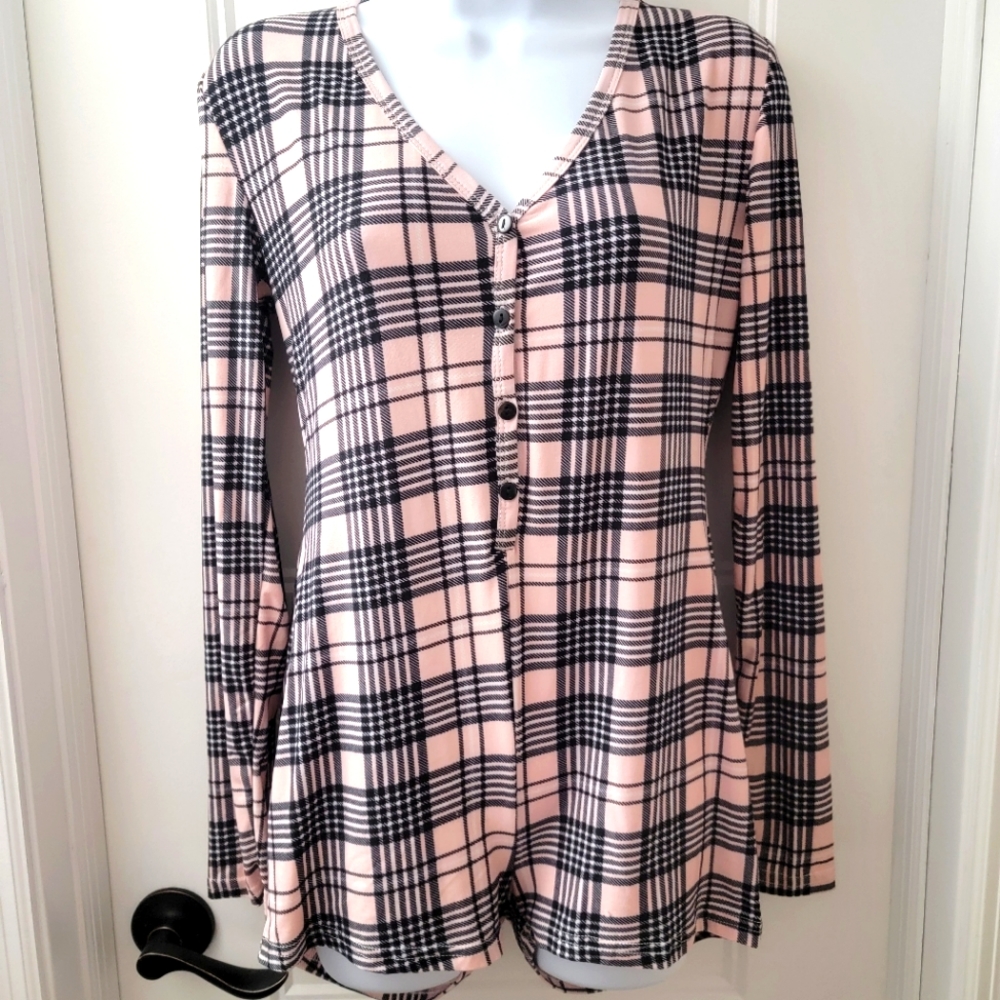 Fashion Nova Plaid PJ Romper Onesie